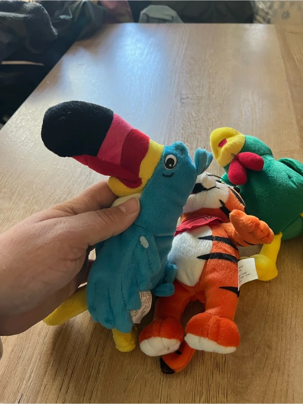 VTG 1997 Kelloggs Mascot Plush Set 3 Tony Tiger Toucan Sam Cornelius Rooster 90s